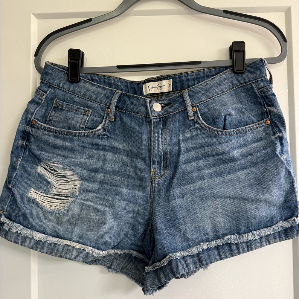 Jessica Simpson Blue Distressed Jean Shorts